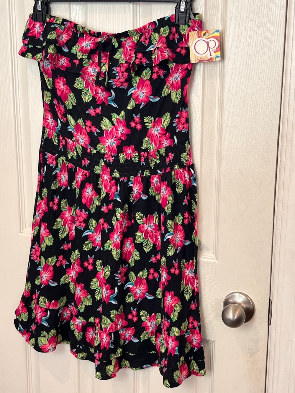 NWT OP Ocean Pacific Tropical Hibiscus Off-Shoulder Beach Cover-Up large Y2K
